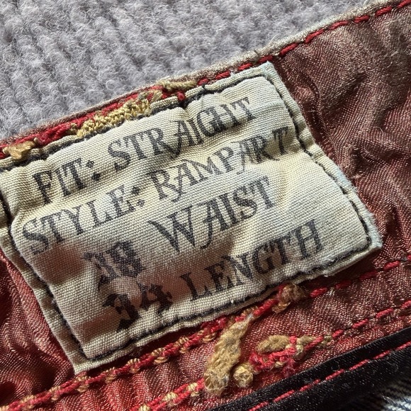 Remetee Rampart Distressed Mens Jeans Y2K‎ 38x34 Button Fly Straight Fit - Picture 3 of 10